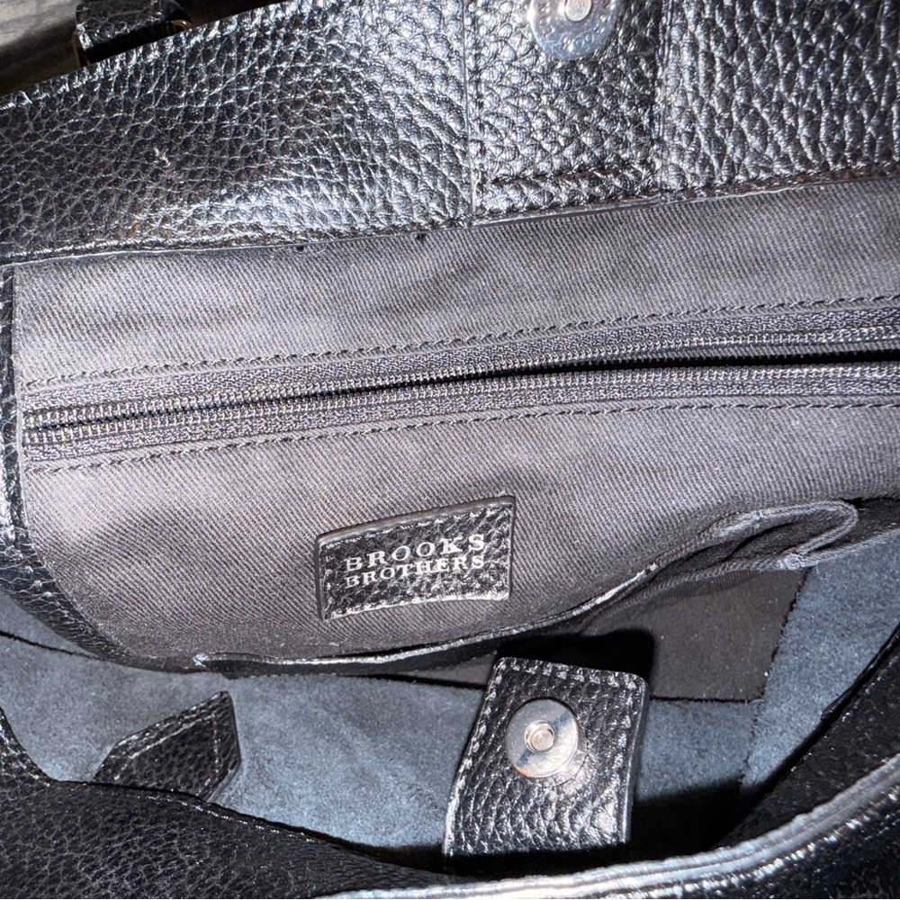 Vintage Brooks Brothers Black Genuine Leather Work Tote - Picture 5 of 8